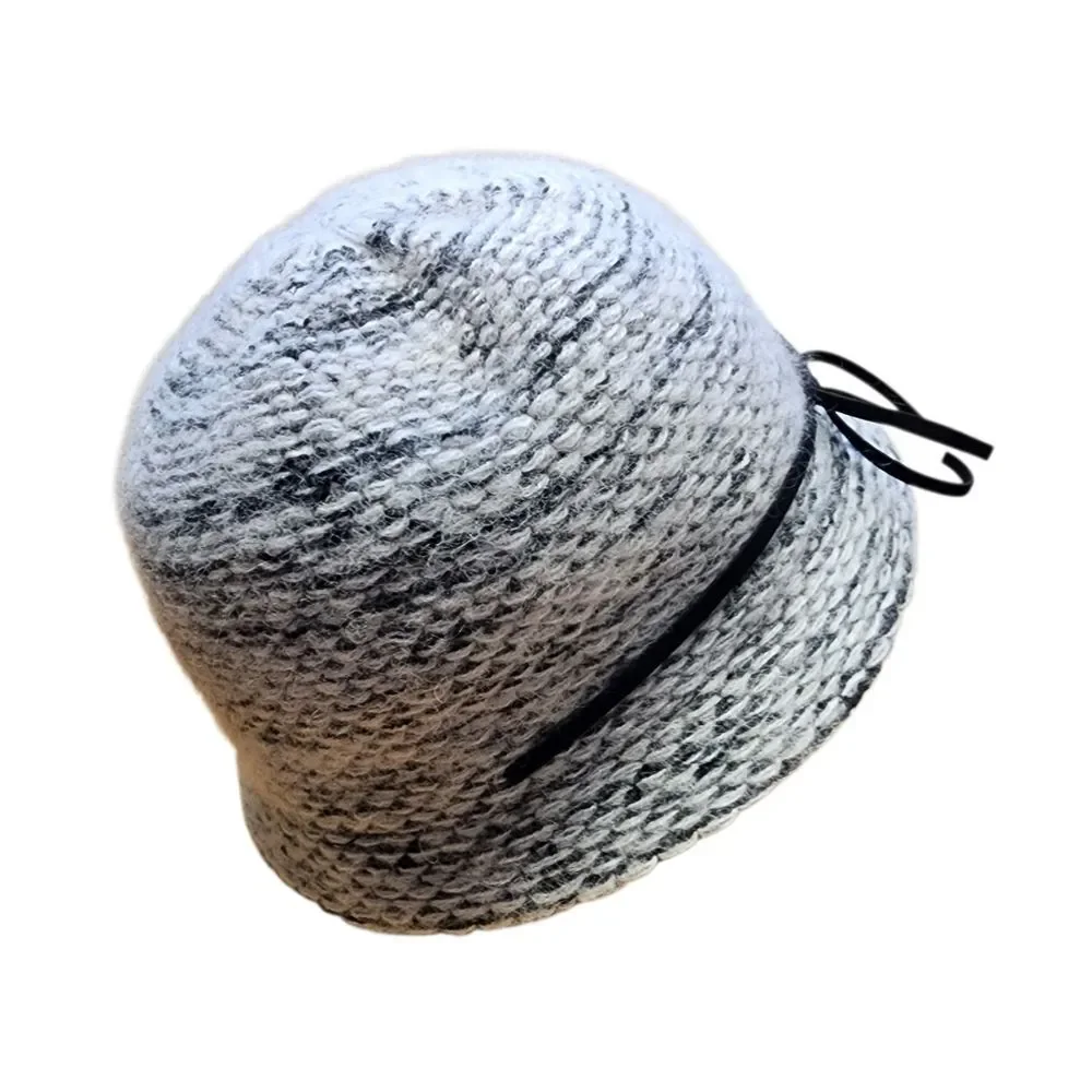 Scala Boucle Knit Cloche Wool Blend Hat Gray Black